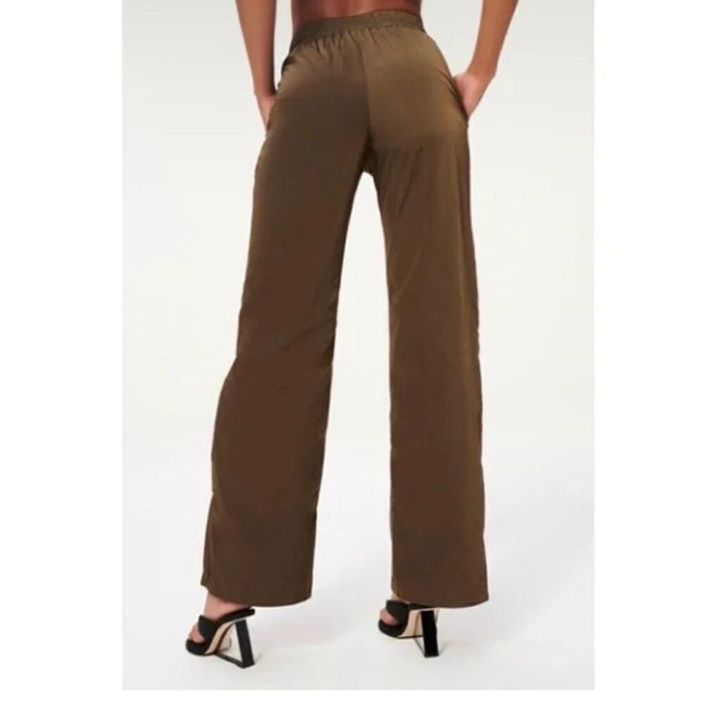Good American Pants Women's Size 3 / L Shine Wide Leg Track Pants Mocha New nwt - Picture 3 of 9